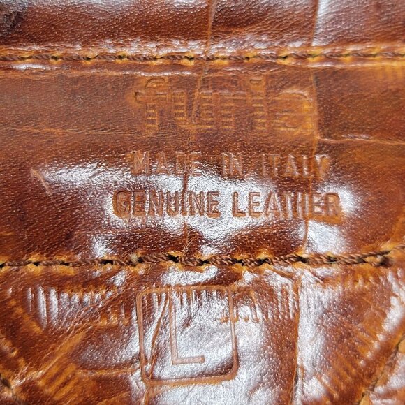 Furla Womens Sz L Belt Adjustable Wide Woven Made In Italy Genuine Leather Brown - Picture 2 of 8